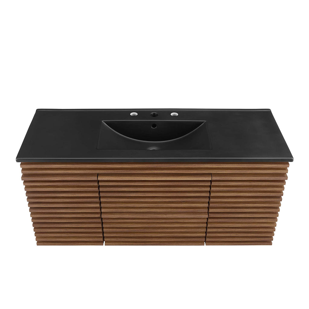 Render 48" Wall-Mount Bathroom Vanity - Walnut Black