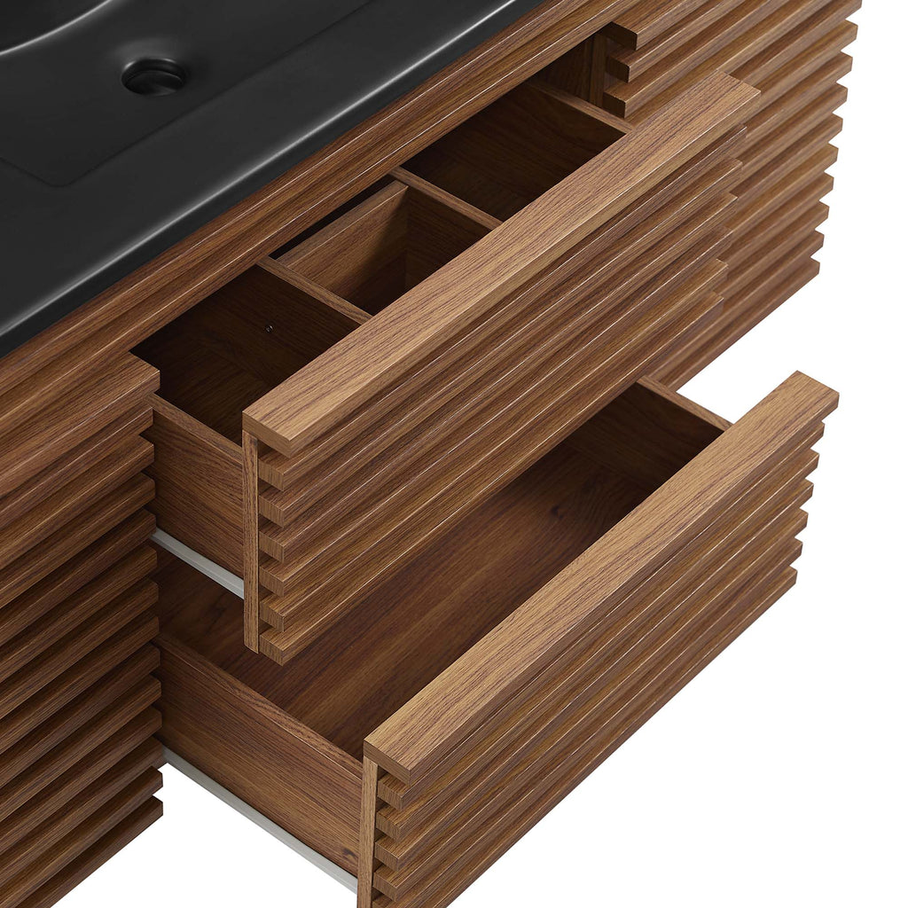 Render 48" Wall-Mount Bathroom Vanity - Walnut Black