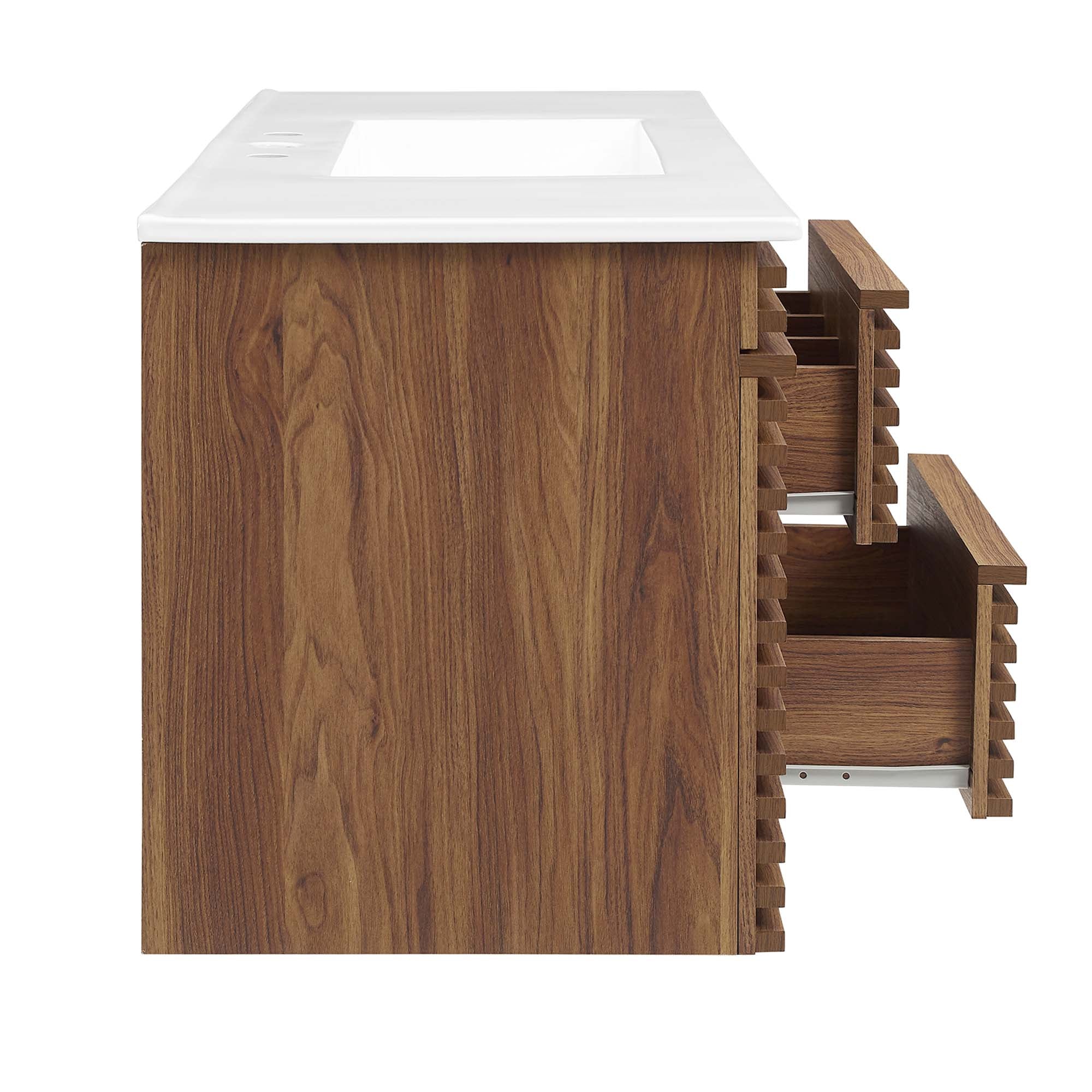 Render 48" Wall-Mount Bathroom Vanity - Walnut White
