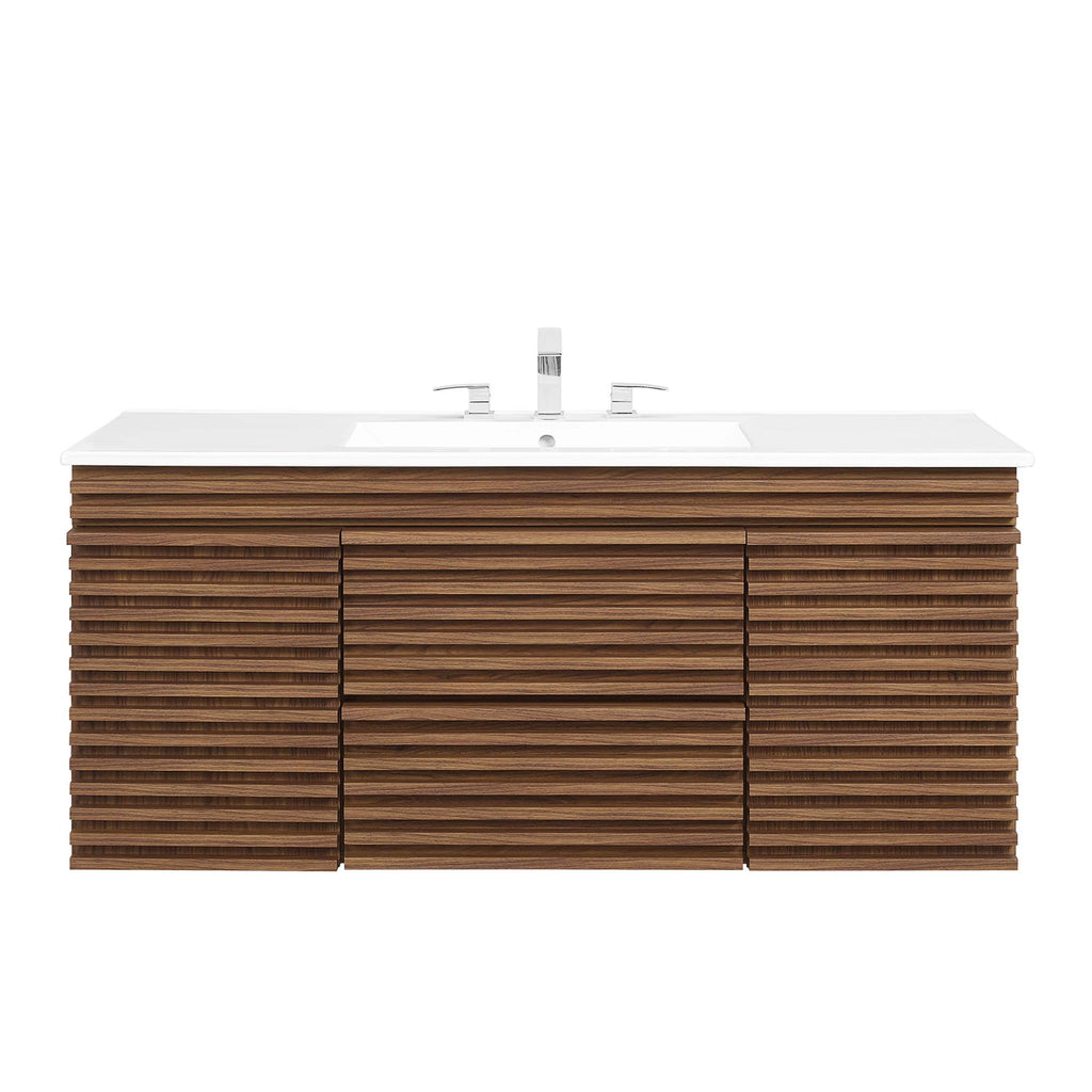 Render 48" Wall-Mount Bathroom Vanity - Walnut White