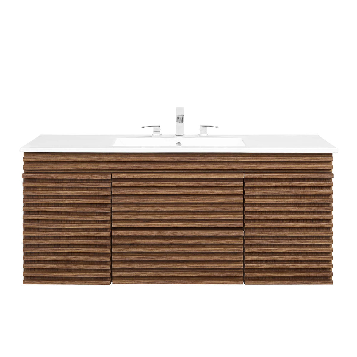 Render 48" Wall-Mount Bathroom Vanity - Walnut White
