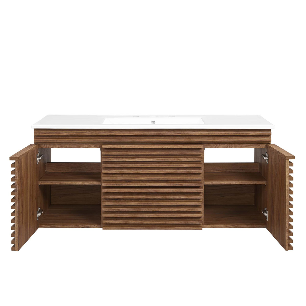 Render 48" Wall-Mount Bathroom Vanity - Walnut White