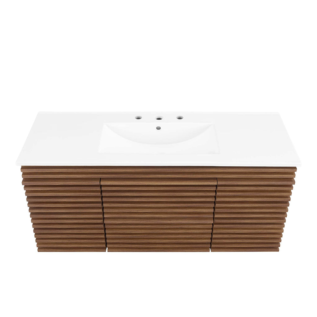 Render 48" Wall-Mount Bathroom Vanity - Walnut White