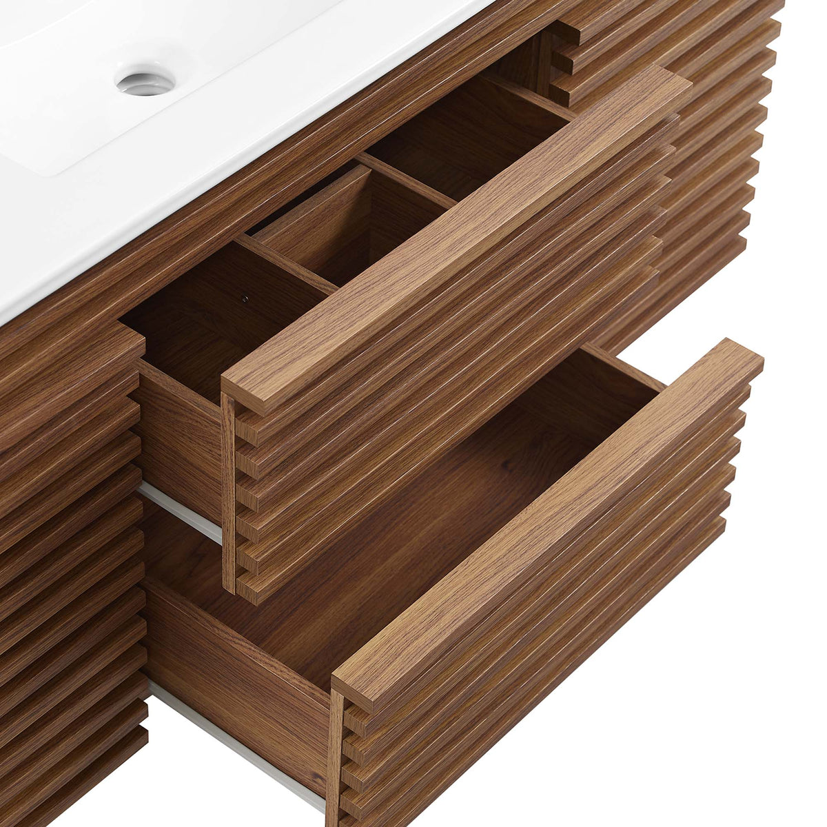 Render 48" Wall-Mount Bathroom Vanity - Walnut White
