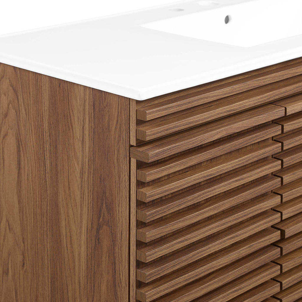 Render 48" Wall-Mount Bathroom Vanity - Walnut White
