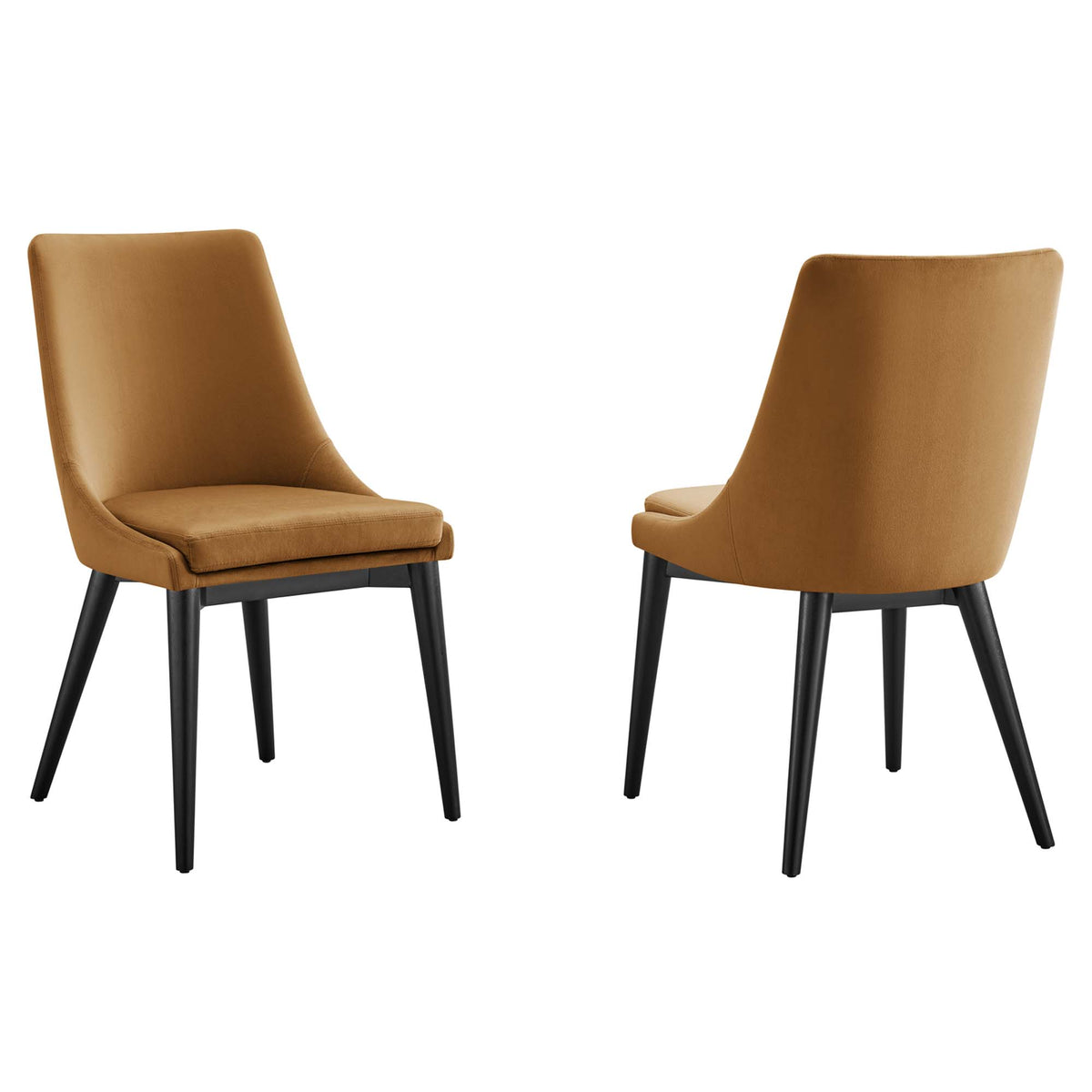 Viscount Accent Performance Velvet Dining Chairs Set of 2 - Cognac