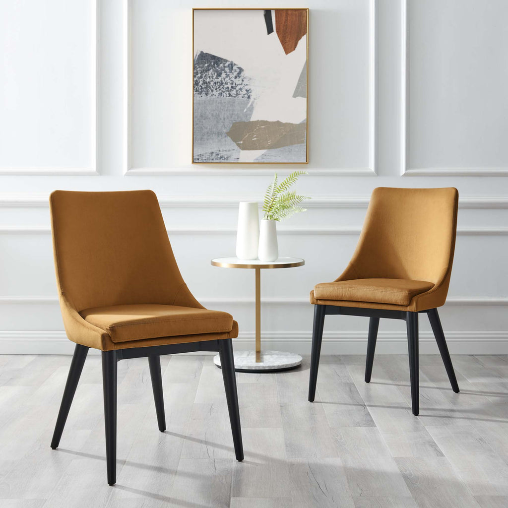 Viscount Accent Performance Velvet Dining Chairs Set of 2 - Cognac