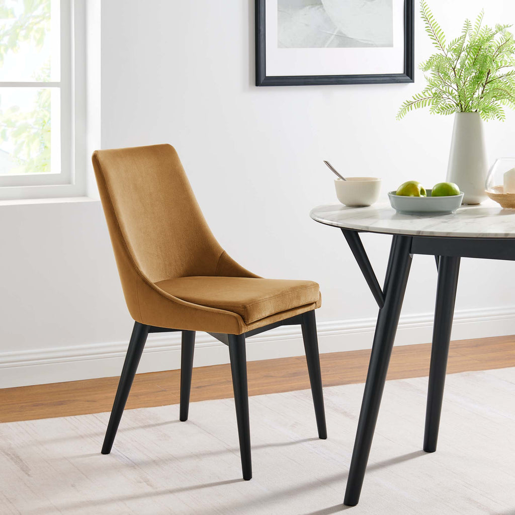 Viscount Accent Performance Velvet Dining Chairs Set of 2 - Cognac