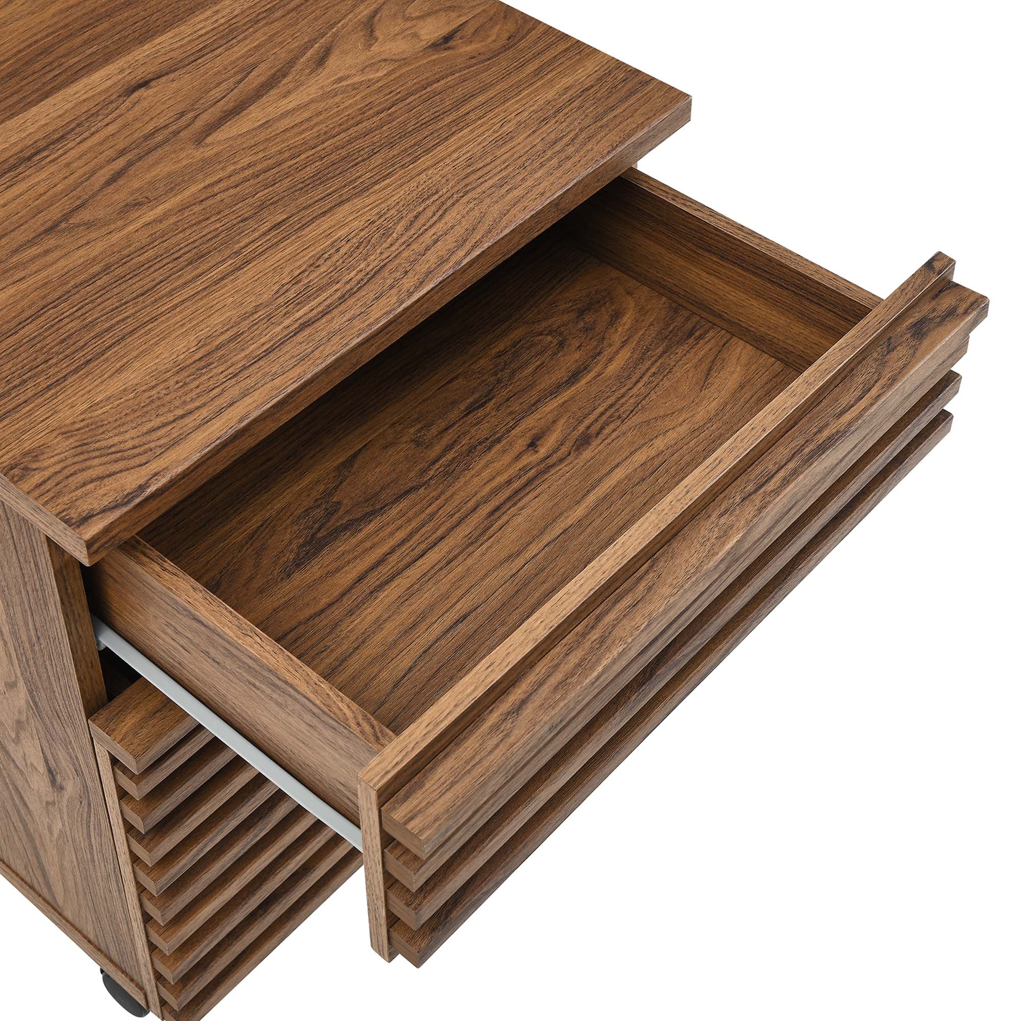 Render Wood Desk and File Cabinet Set - Walnut