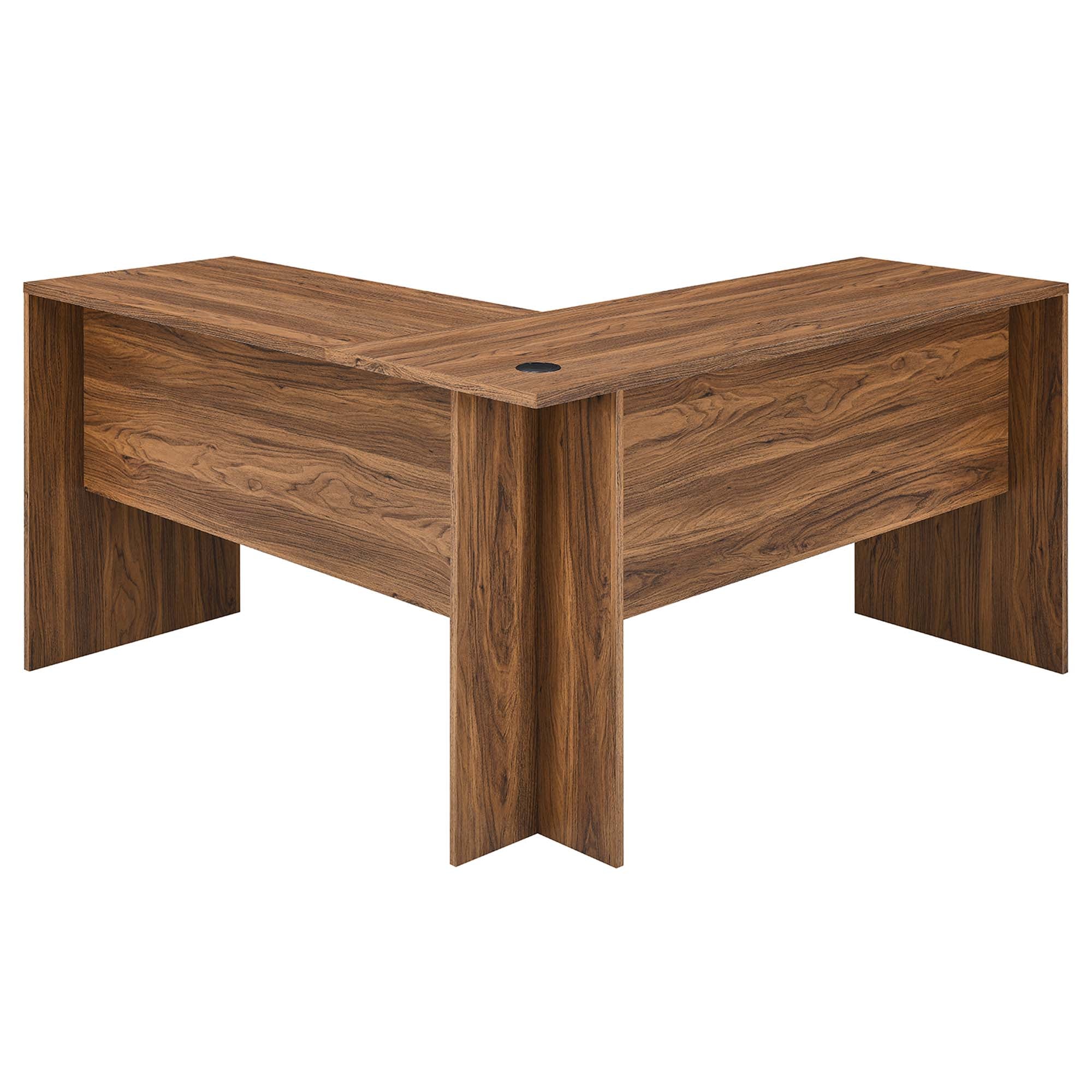 Render Wood Desk and File Cabinet Set - Walnut