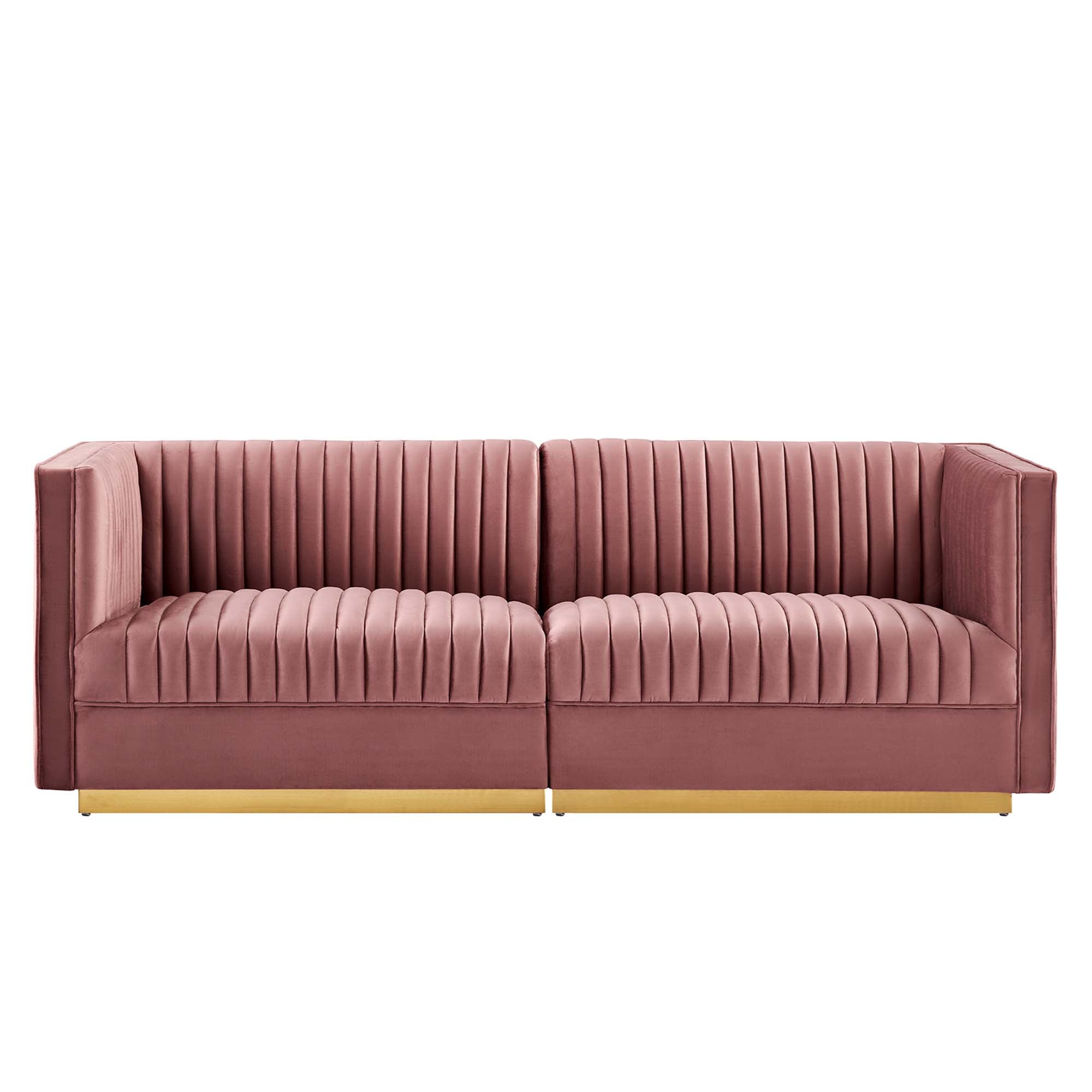 Sanguine Channel Tufted Performance Velvet Modular Sectional Sofa Loveseat - Dusty Rose