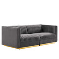 Sanguine Channel Tufted Performance Velvet Modular Sectional Sofa Loveseat - Gray