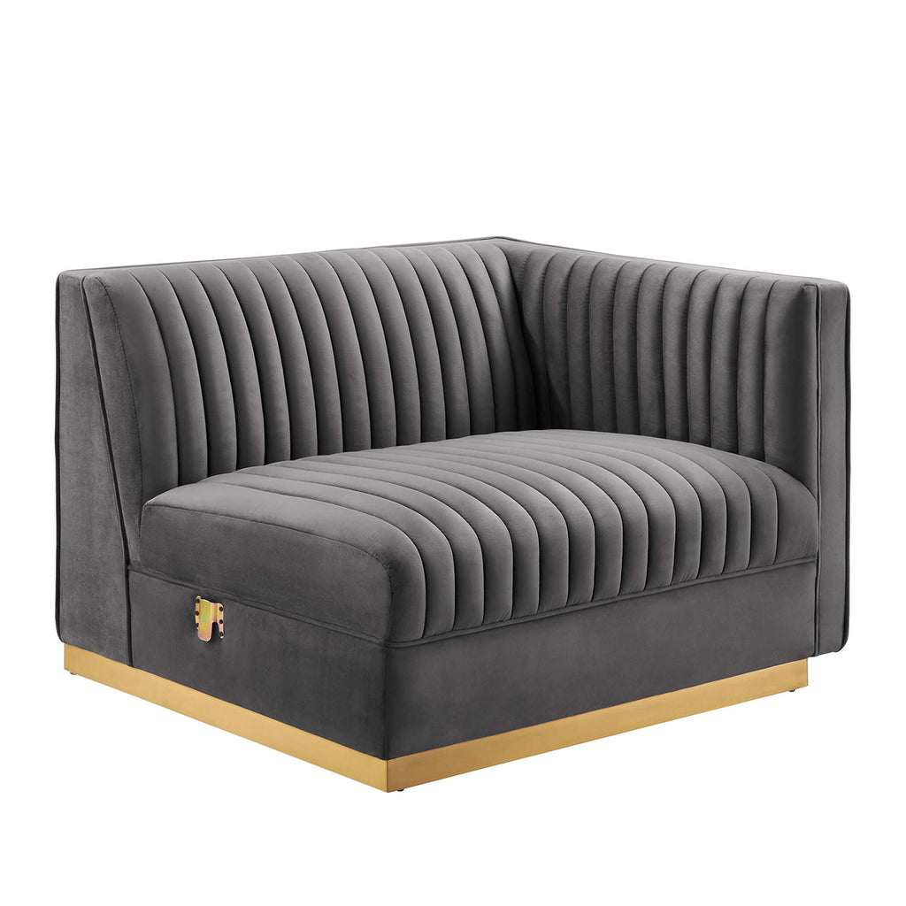 Sanguine Channel Tufted Performance Velvet Modular Sectional Sofa Loveseat - Gray