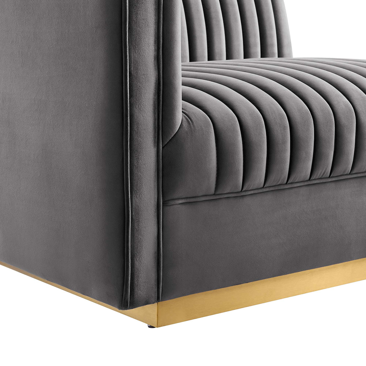 Sanguine Channel Tufted Performance Velvet Modular Sectional Sofa Loveseat - Gray