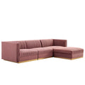 Sanguine 4-Piece Channel Tufted Performance Velvet Modular Sectional Sofa - Dusty Rose