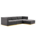 Sanguine 4-Piece Channel Tufted Performance Velvet Modular Sectional Sofa - Gray