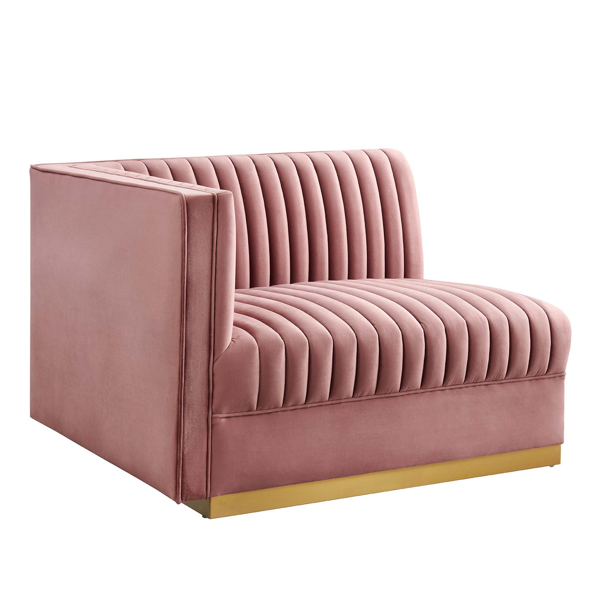 Sanguine Channel Tufted Performance Velvet 4-Seat Modular Sectional Sofa - Dusty Rose