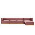 Sanguine 5-Piece Channel Tufted Performance Velvet Modular Sectional Sofa - Dusty Rose