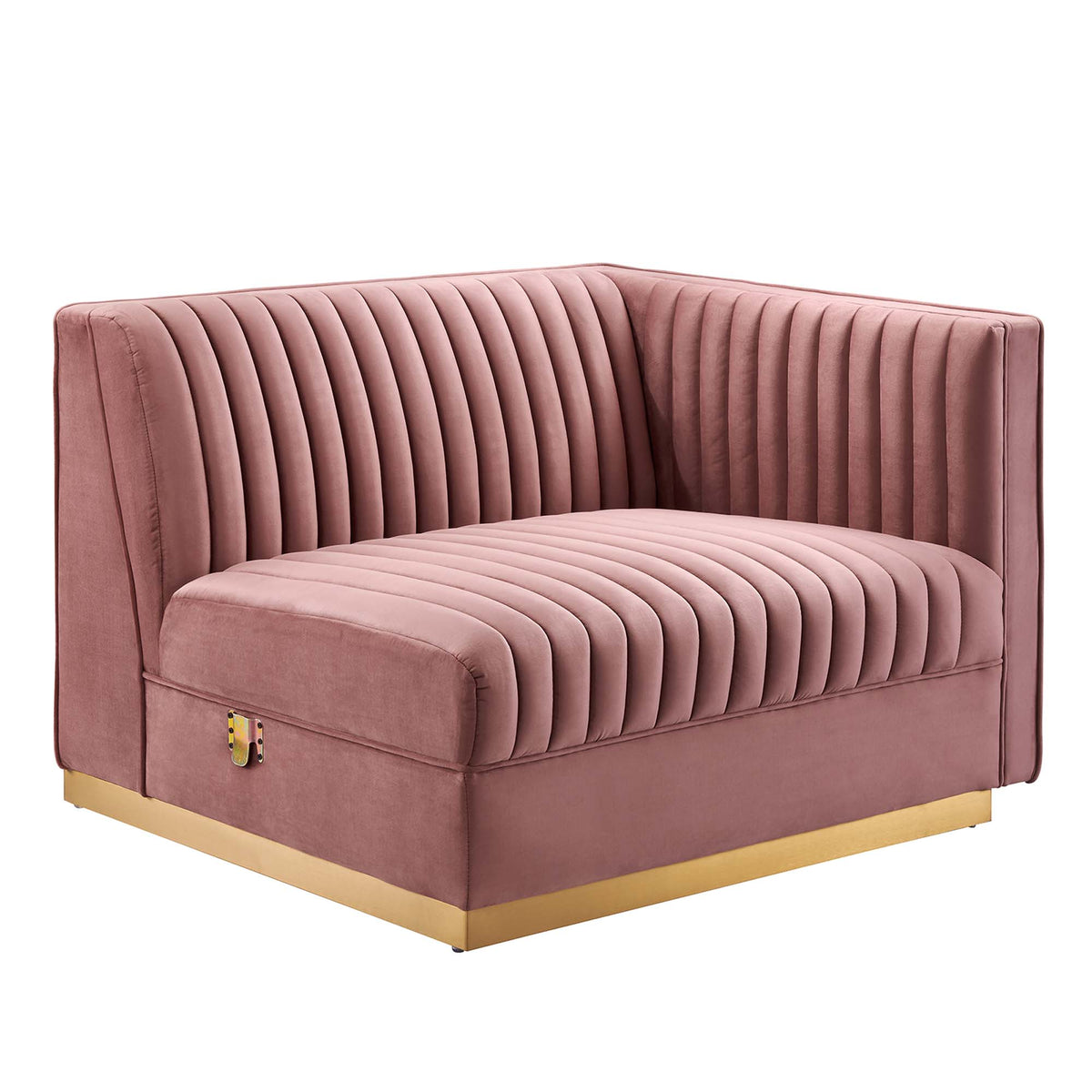 Sanguine 5-Piece Channel Tufted Performance Velvet Modular Sectional Sofa - Dusty Rose