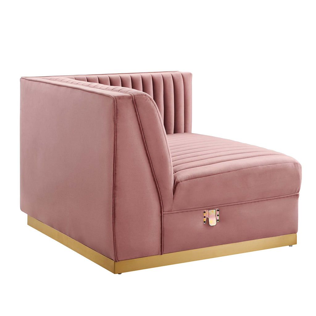 Sanguine 5-Piece Channel Tufted Performance Velvet Modular Sectional Sofa - Dusty Rose