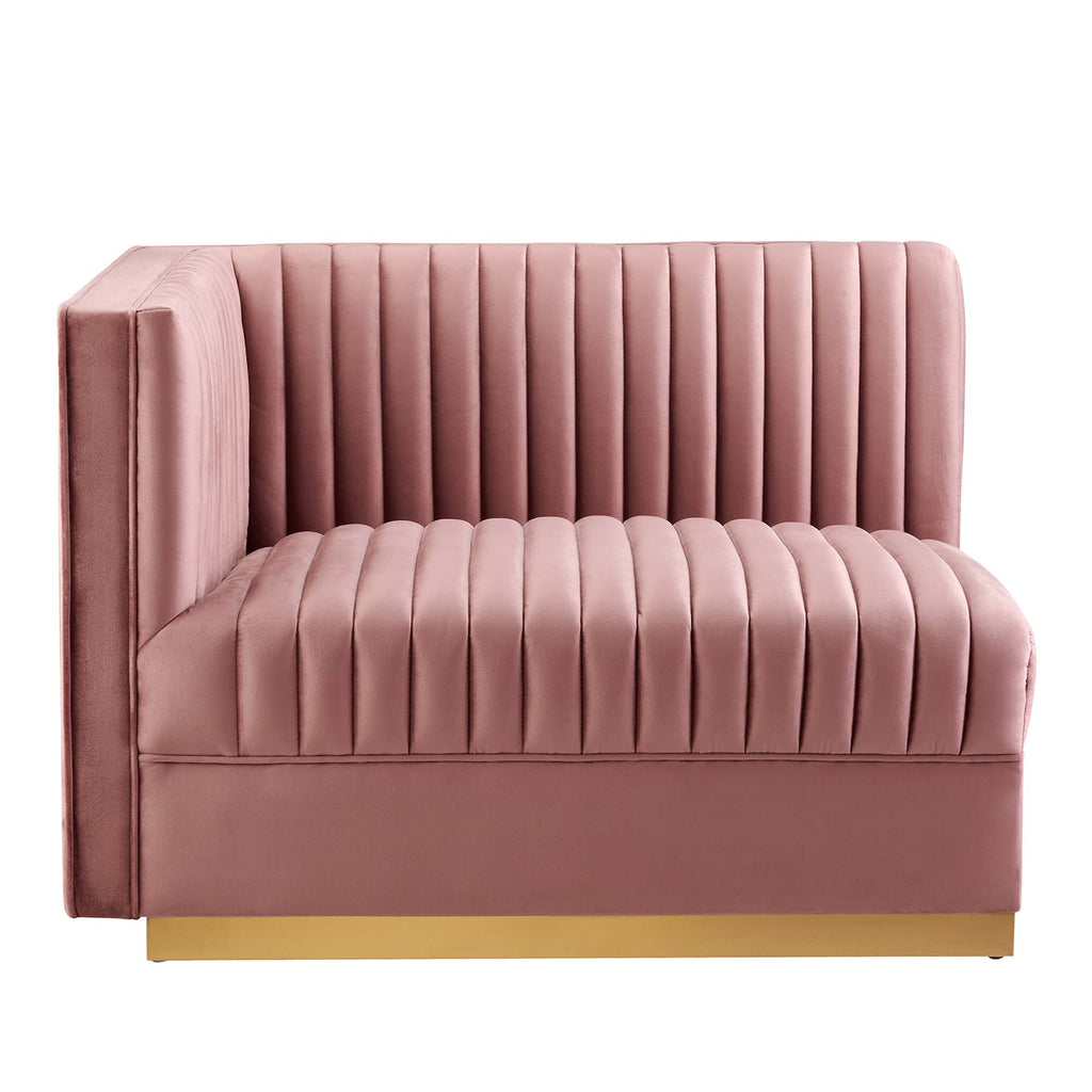 Sanguine 5-Piece Channel Tufted Performance Velvet Modular Sectional Sofa - Dusty Rose