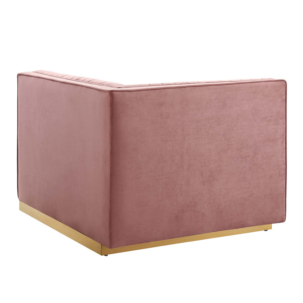 Sanguine 5-Piece Channel Tufted Performance Velvet Modular Sectional Sofa - Dusty Rose
