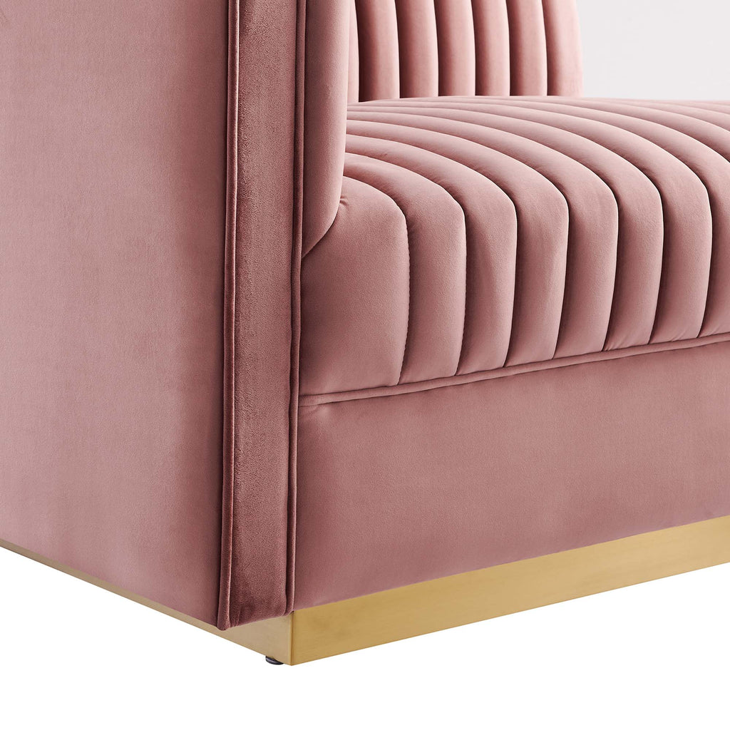 Sanguine 5-Piece Channel Tufted Performance Velvet Modular Sectional Sofa - Dusty Rose