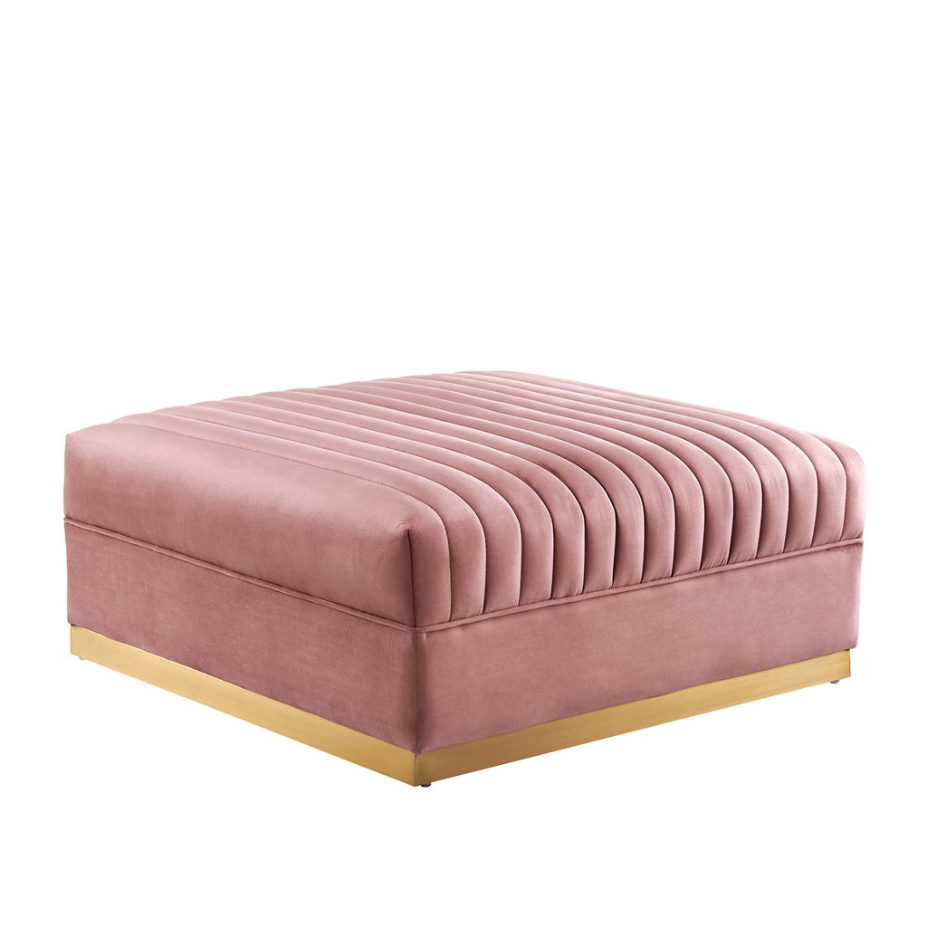 Sanguine 5-Piece Channel Tufted Performance Velvet Modular Sectional Sofa - Dusty Rose