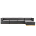 Sanguine 5-Piece Channel Tufted Performance Velvet Modular Sectional Sofa - Gray