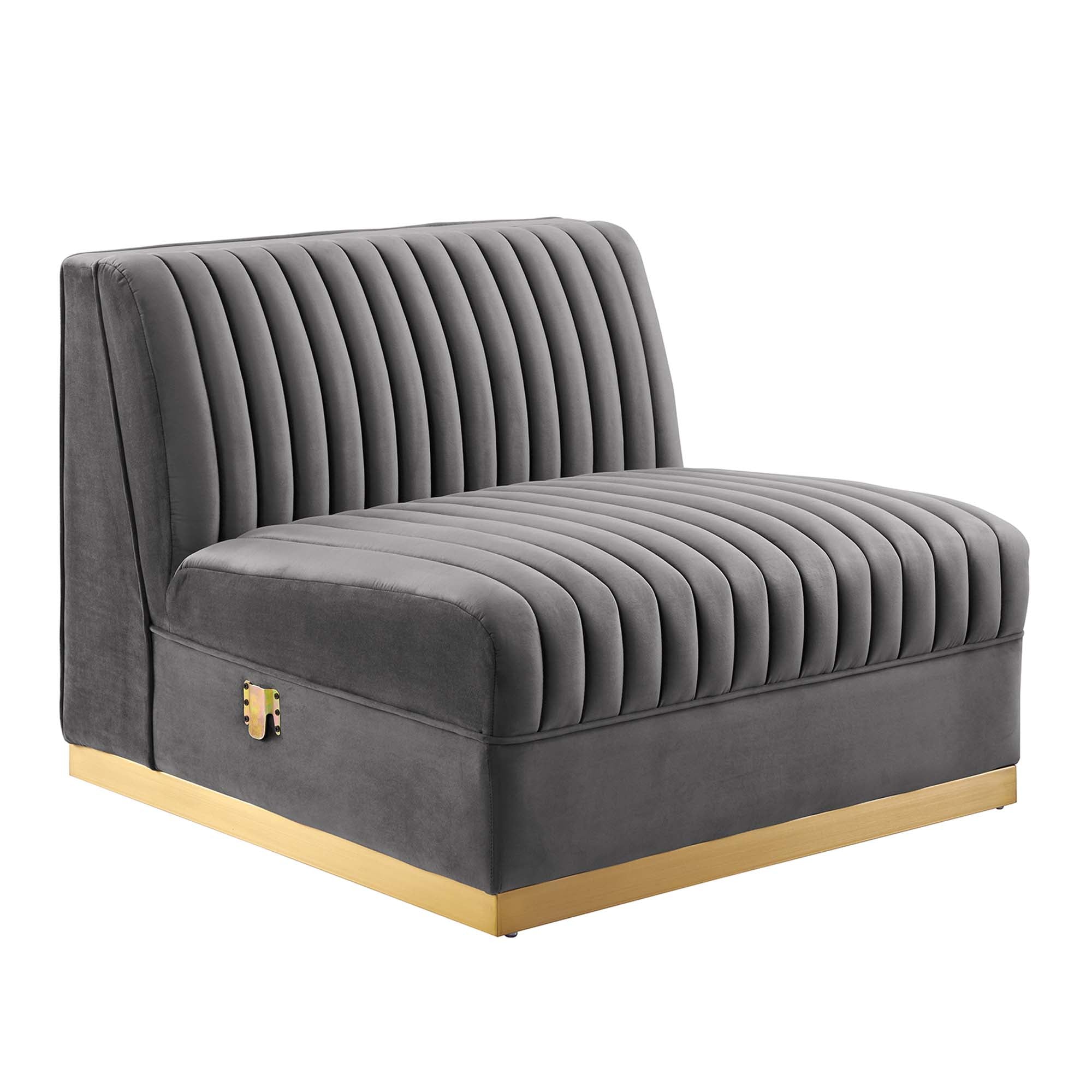 Sanguine 5-Piece Channel Tufted Performance Velvet Modular Sectional Sofa - Gray
