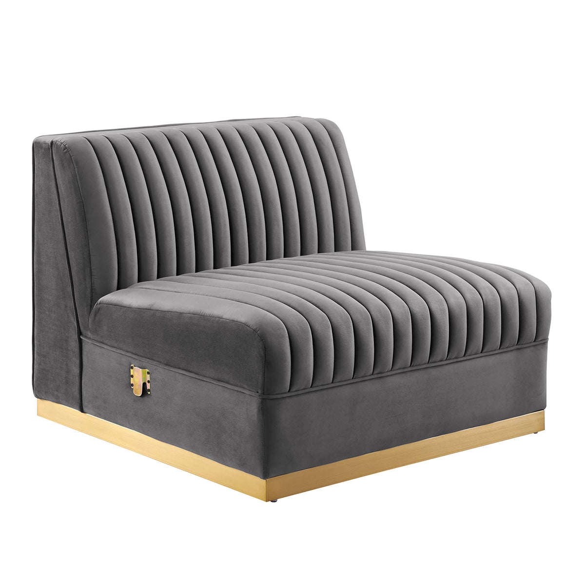 Sanguine 4-Piece Channel Tufted Performance Velvet Right-Facing Modular Sectional Sofa - Gray