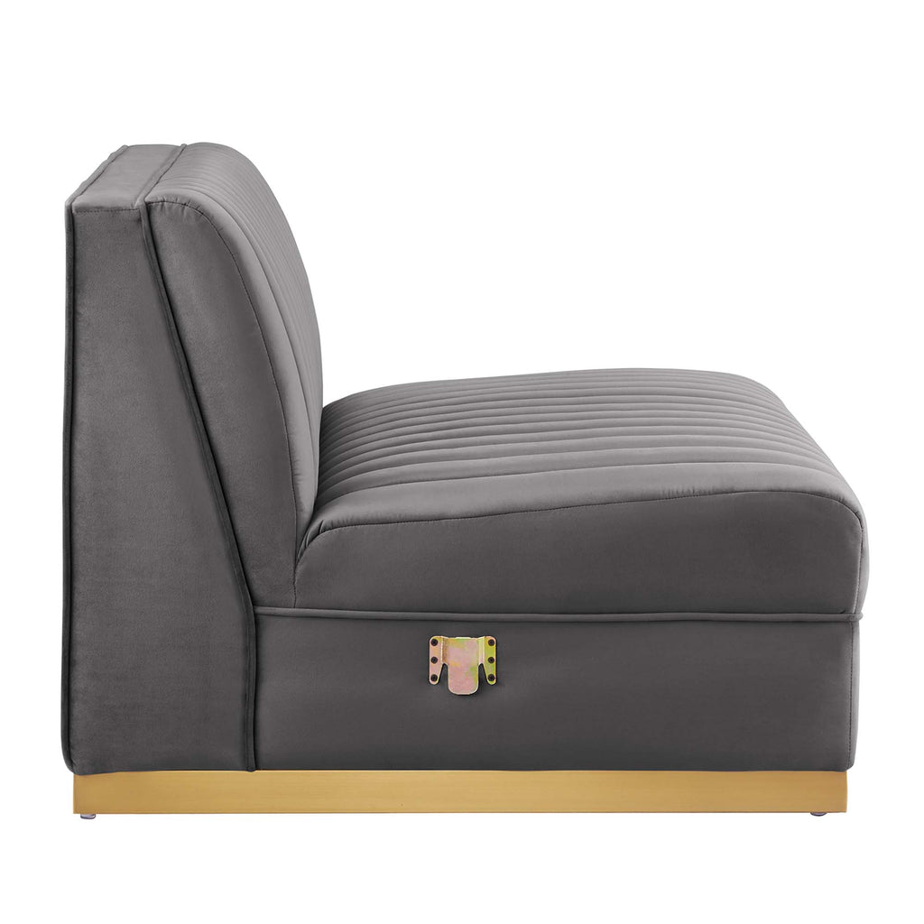 Sanguine 4-Piece Channel Tufted Performance Velvet Right-Facing Modular Sectional Sofa - Gray