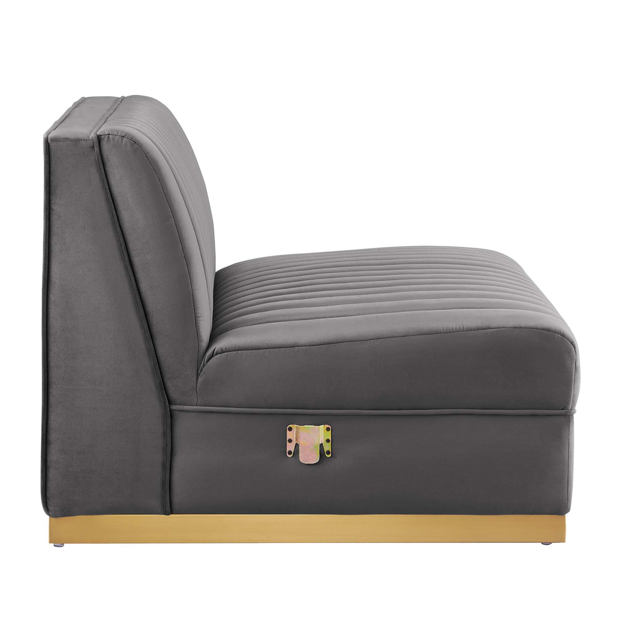 Sanguine 5-Piece Channel Tufted Performance Velvet Right-Facing Modular Sectional Sofa - Gray