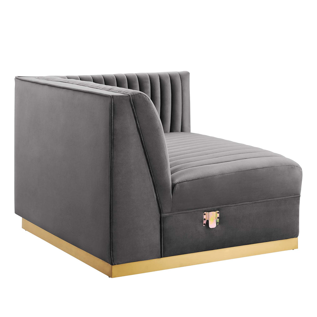 Sanguine 5-Piece Channel Tufted Performance Velvet Right-Facing Modular Sectional Sofa - Gray