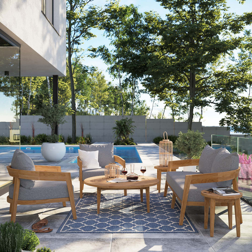 Brisbane 6-Piece Teak Wood Outdoor Patio Set - Natural Gray