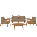 Brisbane 6-Piece Teak Wood Outdoor Patio Set - Natural Light Brown