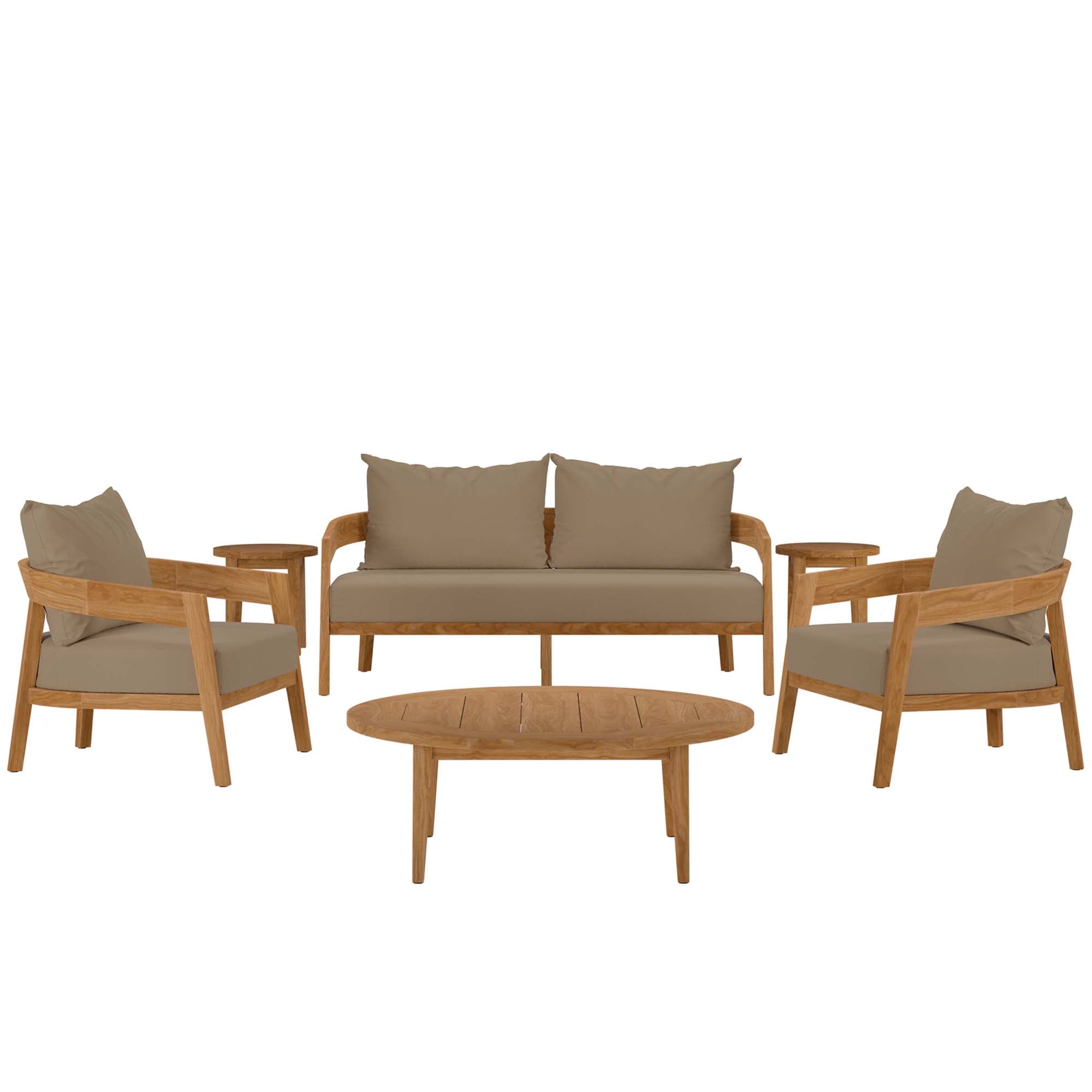 Brisbane 6-Piece Teak Wood Outdoor Patio Set - Natural Light Brown