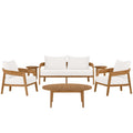 Brisbane 6-Piece Teak Wood Outdoor Patio Set - Natural White
