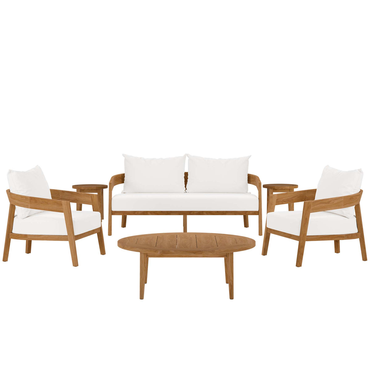 Brisbane 6-Piece Teak Wood Outdoor Patio Set - Natural White