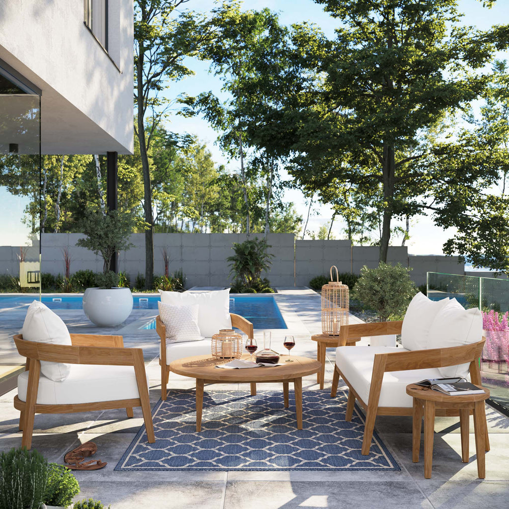 Brisbane 6-Piece Teak Wood Outdoor Patio Set - Natural White