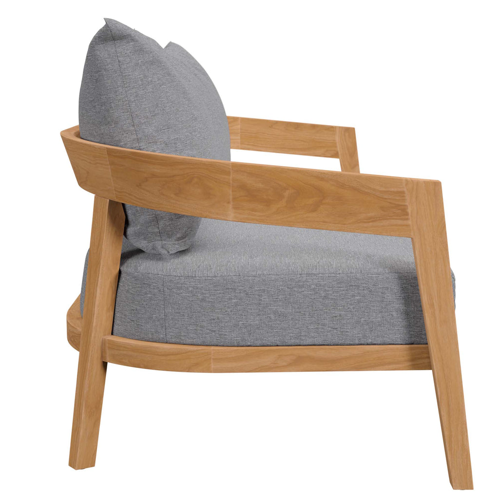 Brisbane 3-Piece Teak Wood Outdoor Patio Set - Natural Gray (Armchair, Coffee Table, Loveseat)