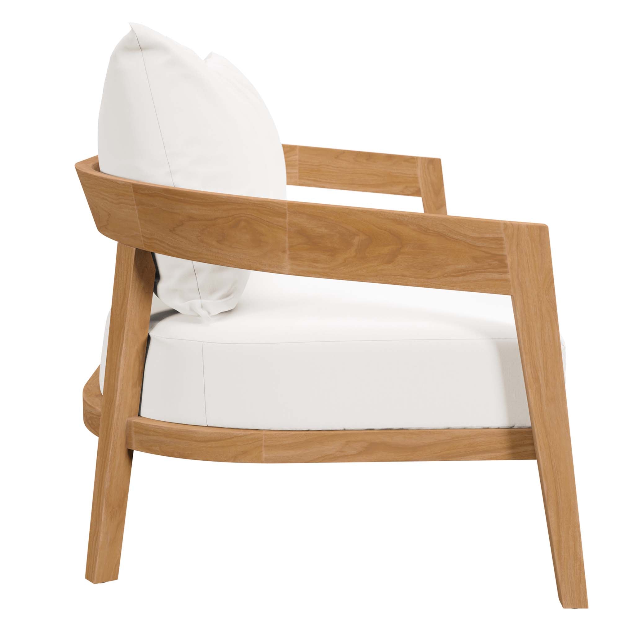 Brisbane 3-Piece Teak Wood Outdoor Patio Set - Natural White (Armchair, Coffee Table, Loveseat)