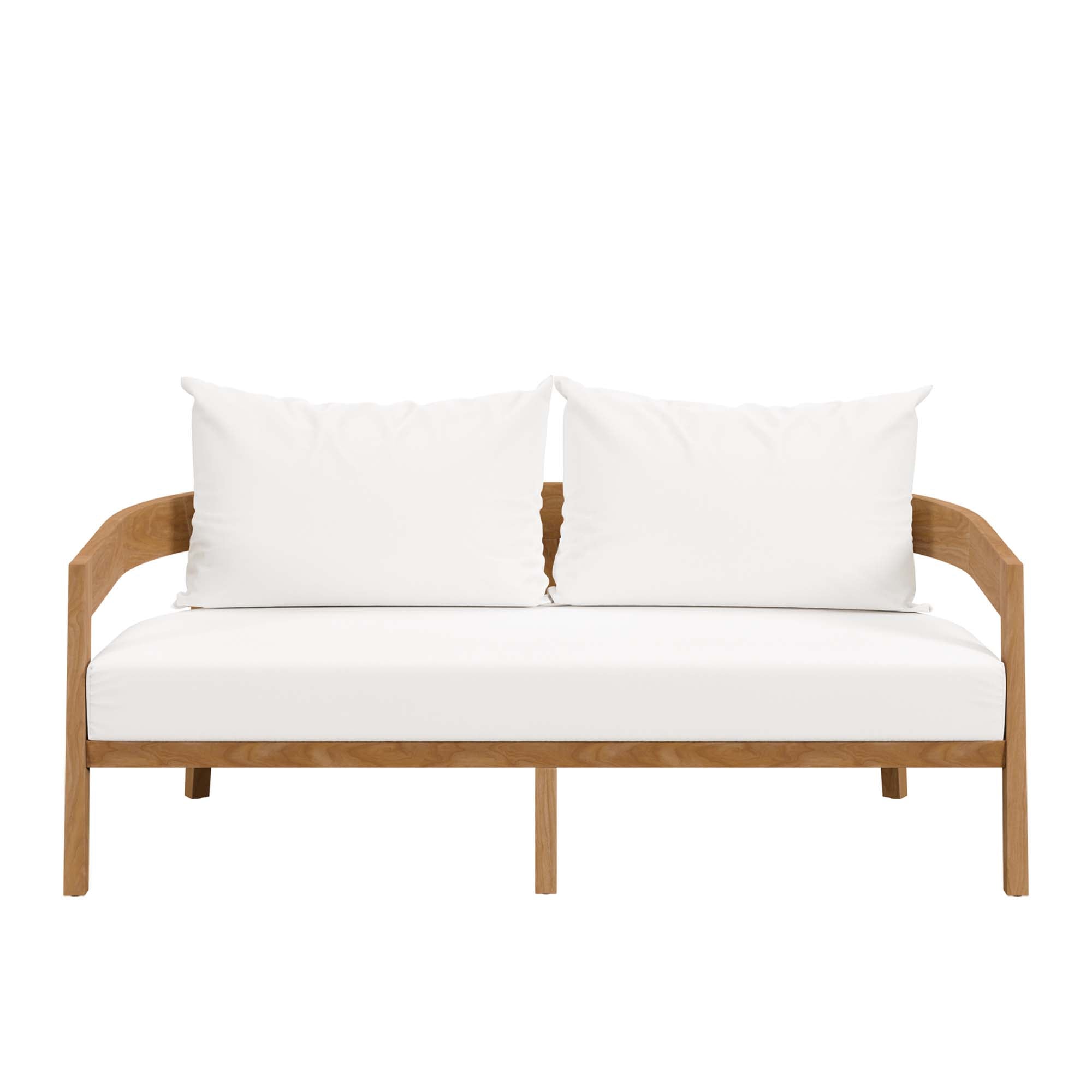 Brisbane 3-Piece Teak Wood Outdoor Patio Set - Natural White (Armchair, Coffee Table, Loveseat)