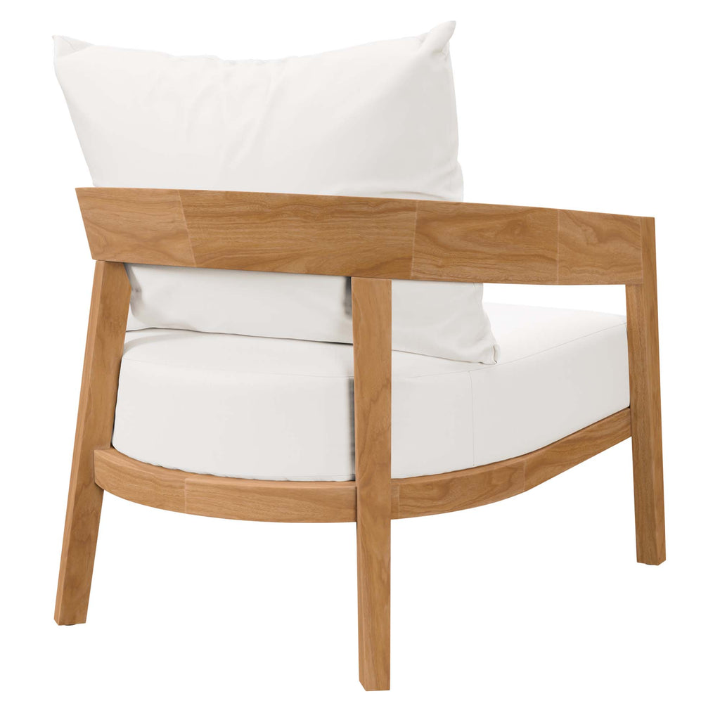 Brisbane 3-Piece Teak Wood Outdoor Patio Set - Natural White (Armchair, Coffee Table, Loveseat)