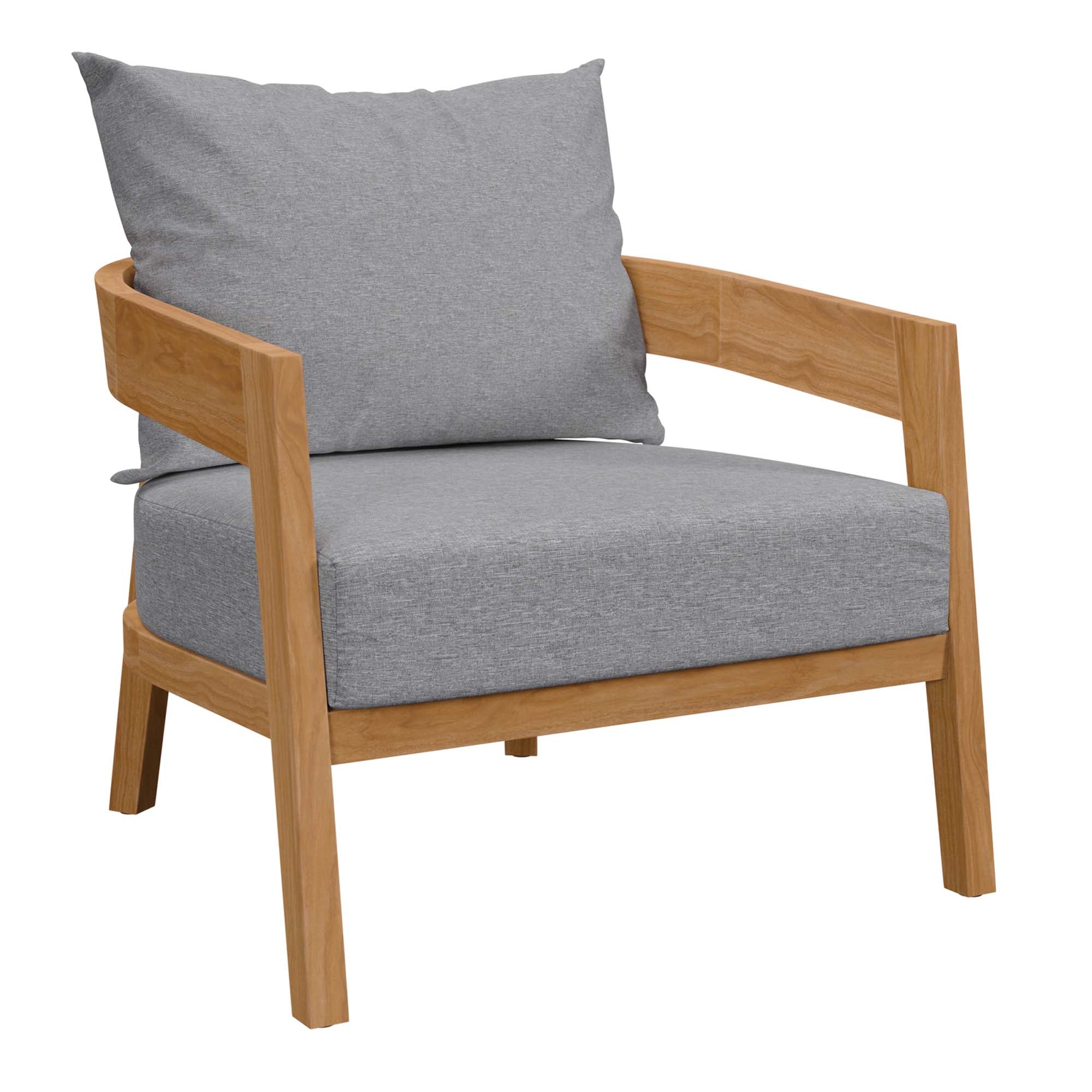 Brisbane 3-Piece Teak Wood Outdoor Patio Set - Natural Gray (2 Armchairs, Side Table)