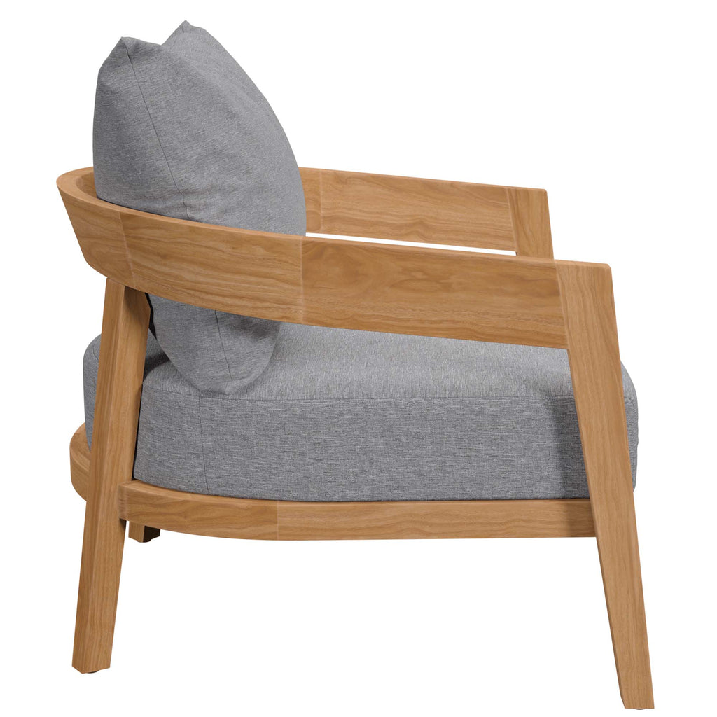 Brisbane 3-Piece Teak Wood Outdoor Patio Set - Natural Gray (2 Armchairs, Side Table)