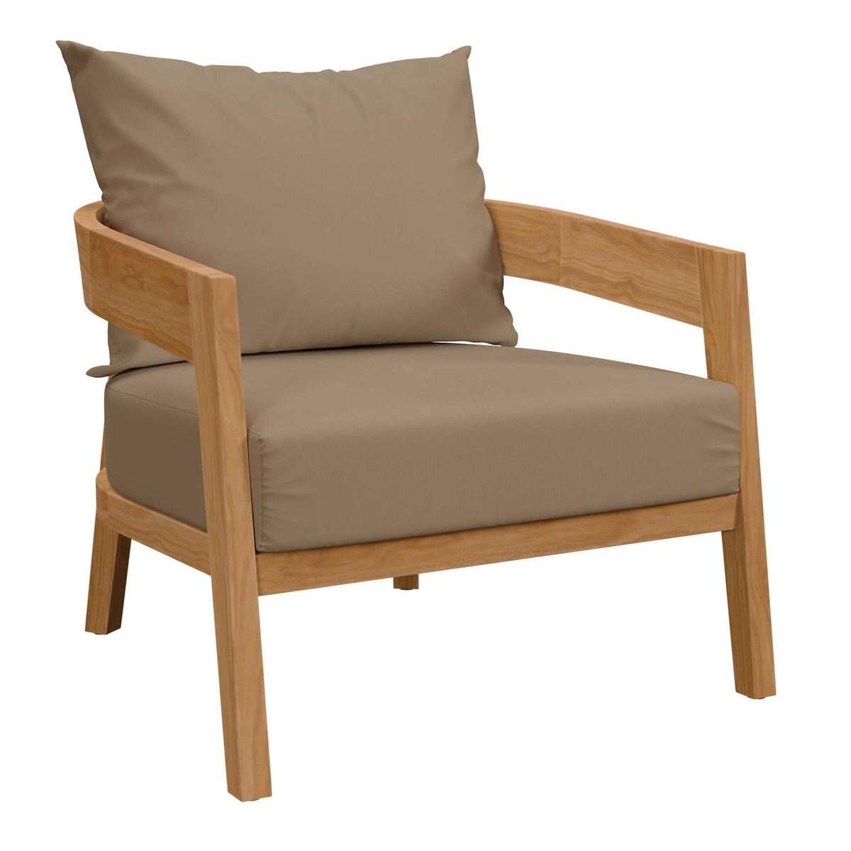 Brisbane 3-Piece Teak Wood Outdoor Patio Set - Natural Light Brown (2 Armchairs, Side Table)
