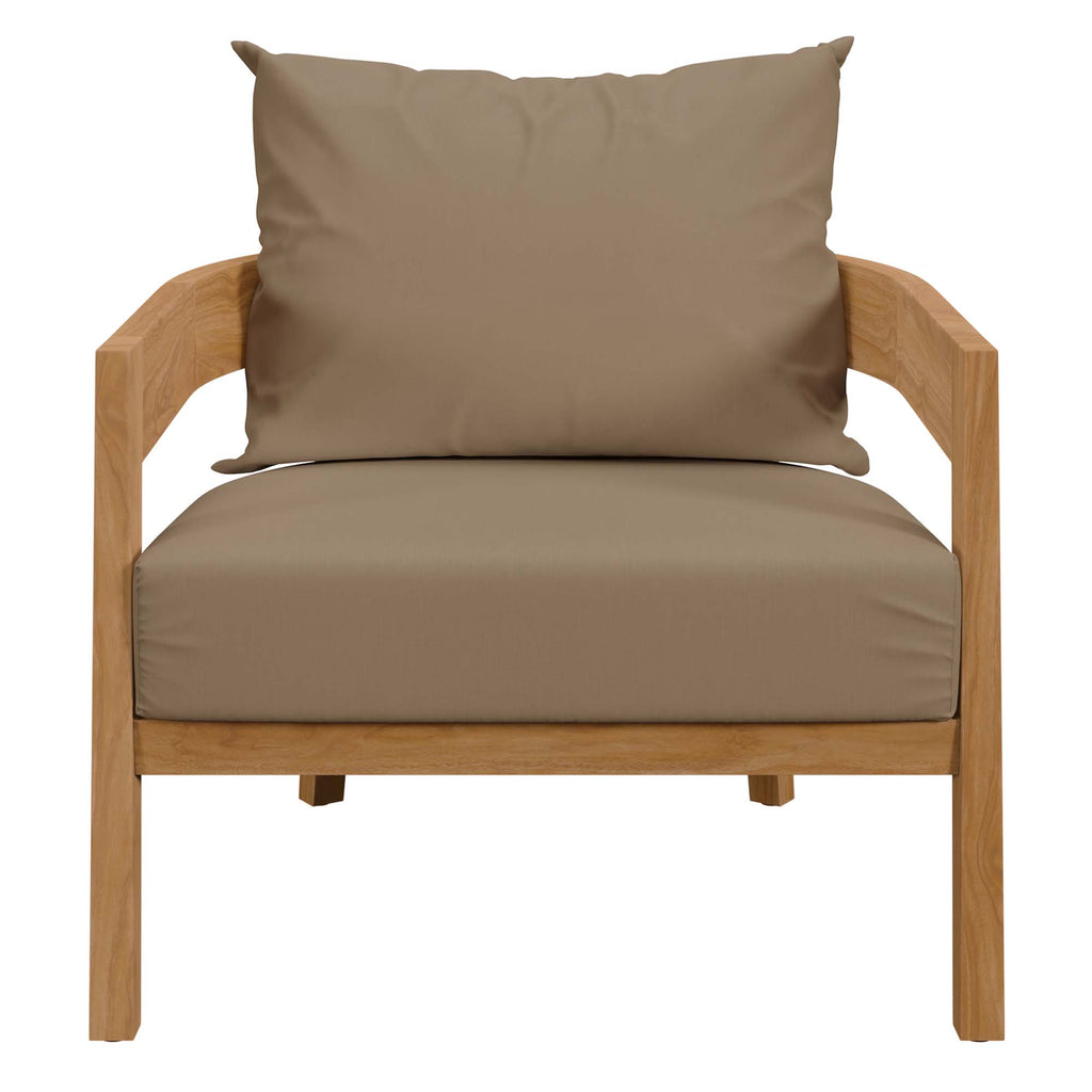 Brisbane 3-Piece Teak Wood Outdoor Patio Set - Natural Light Brown (2 Armchairs, Side Table)