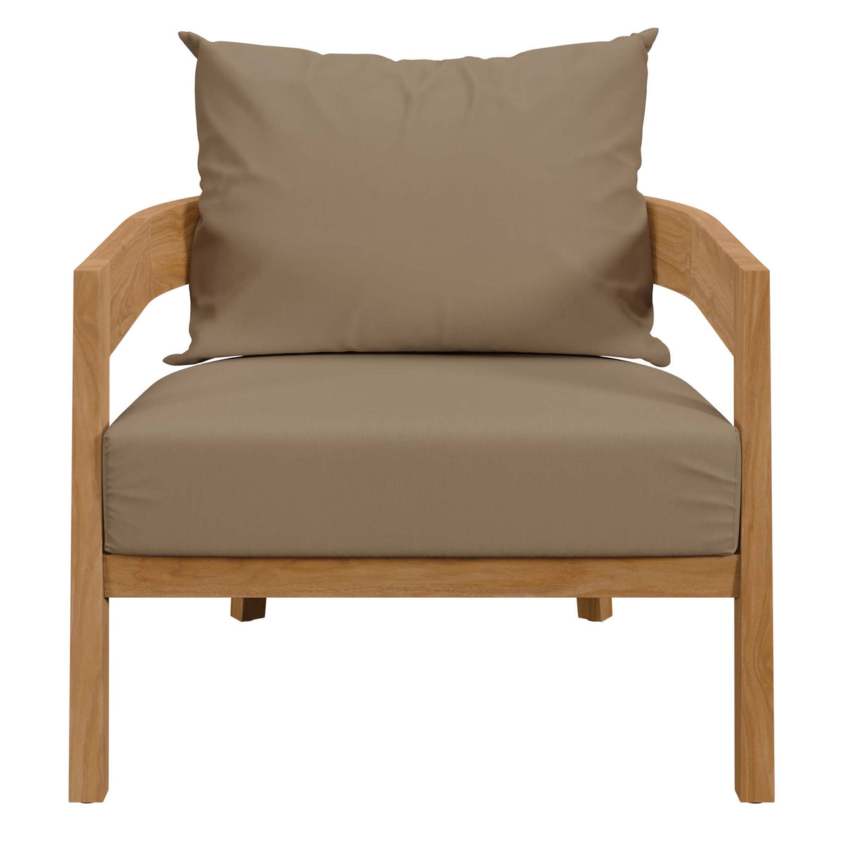 Brisbane 3-Piece Teak Wood Outdoor Patio Set - Natural Light Brown (2 Armchairs, Side Table)