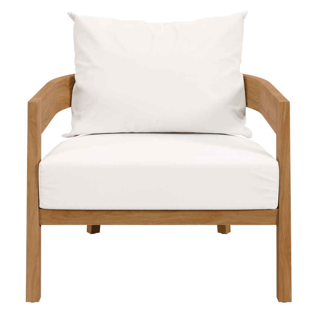 Brisbane 3-Piece Teak Wood Outdoor Patio Set - Natural White (2 Armchairs, Side Table)
